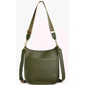 Style & Co Mini Woven Bucket Bag Womens Crossbody Purse Green New With Tags